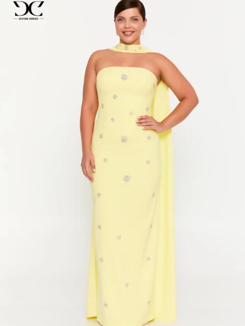 robe-jaune-elegante vue de face