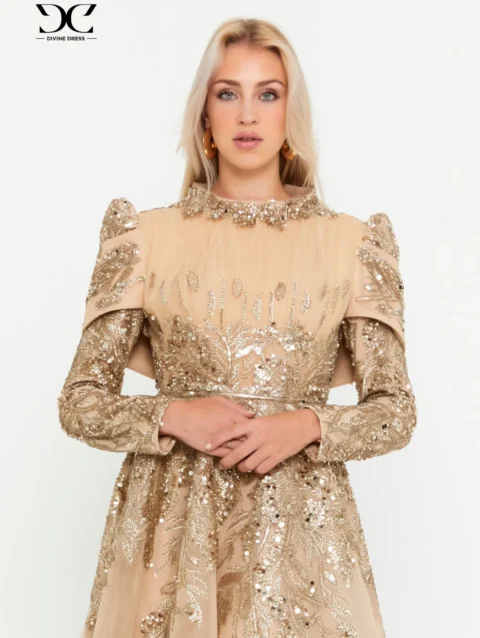 robe soirée dorée Golden Grace Divine Dress