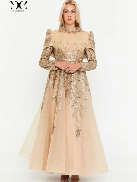 robe soirée dorée Golden Grace Divine Dress