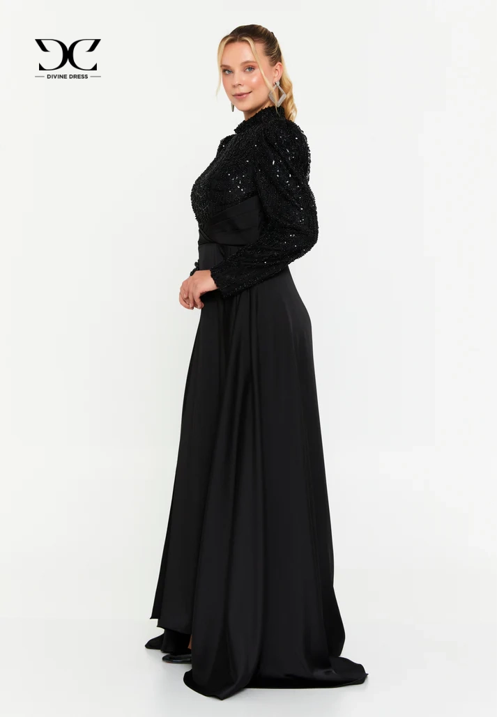 Robe de soirée Noir Whisper portée lors d'un gala